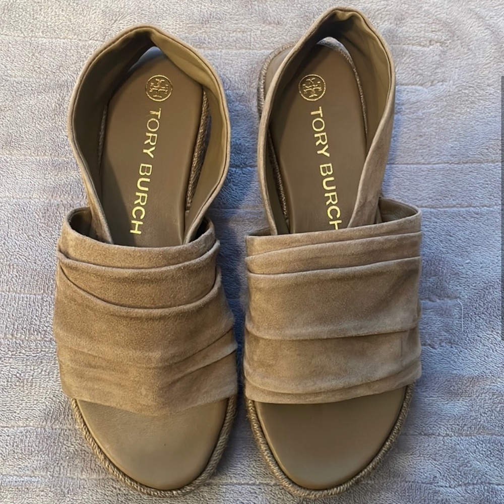 NEW Tory Burch slides suede leather espadrille sling back 9m